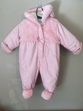 London Fog Pink Fuzzy Hooded Infant Snowsuit
